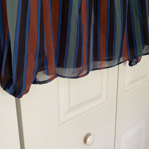 Madewell blue, gray, brown, and black strip blouse - Picture 2 of 6